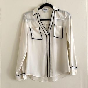 Express Black and White Button Down